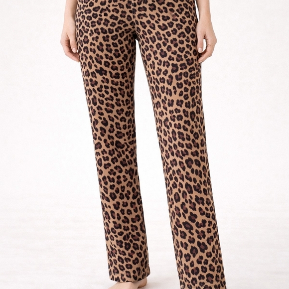 Zara Denim - Zara Tan Leopard Print Straight Leg Jeans